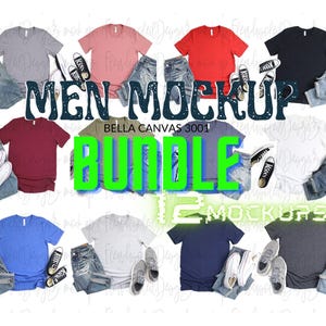 Mens Shirt Mockup | Flat Lay Bella Canvas 3001 Mockup | Bella and Canvas t-shirt Mockup | Fall Mockup | Male Styled Mockup | Man Shirts