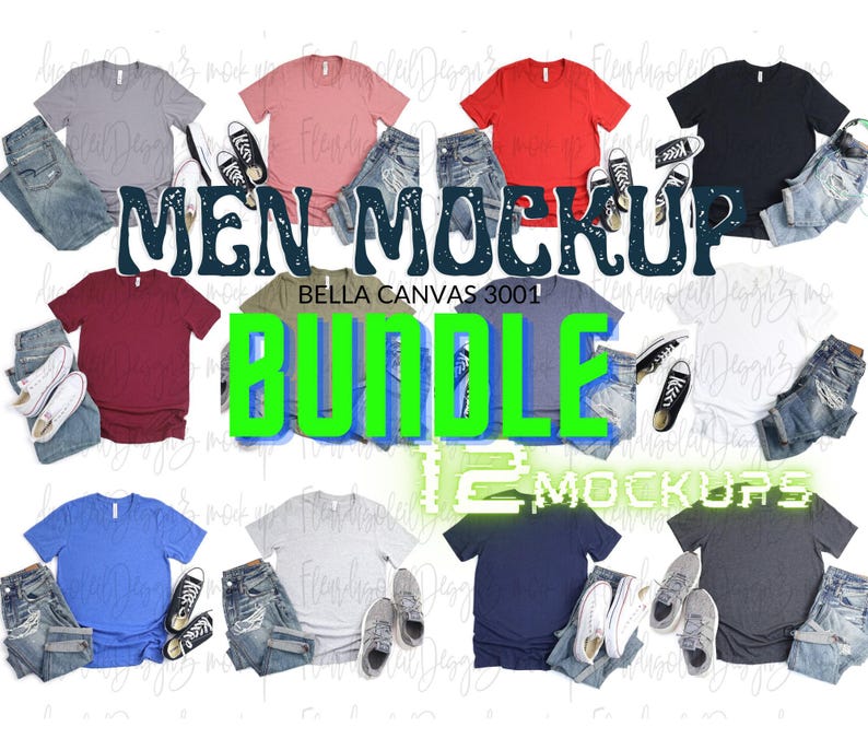 Mens Shirt Mockup | Flat Lay Bella Canvas 3001 Mockup | Bella and Canvas t-shirt Mockup | Fall Mockup | Male Styled Mockup | Man Shirts