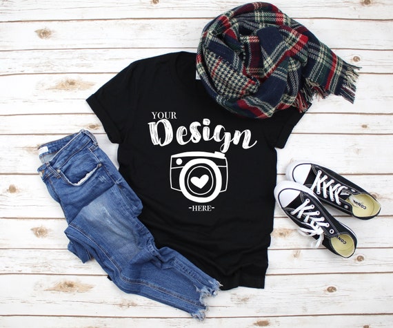 Bella Canvas 3001 Black Mockup T Shirt Black Mockup Tshirt Etsy
