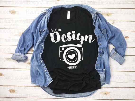 Bella Canvas 3001 black Unisex T-shirt Mock Up bella canvas 3001 fall mockup men black tee mockup bella canvas mockup black t shirt template