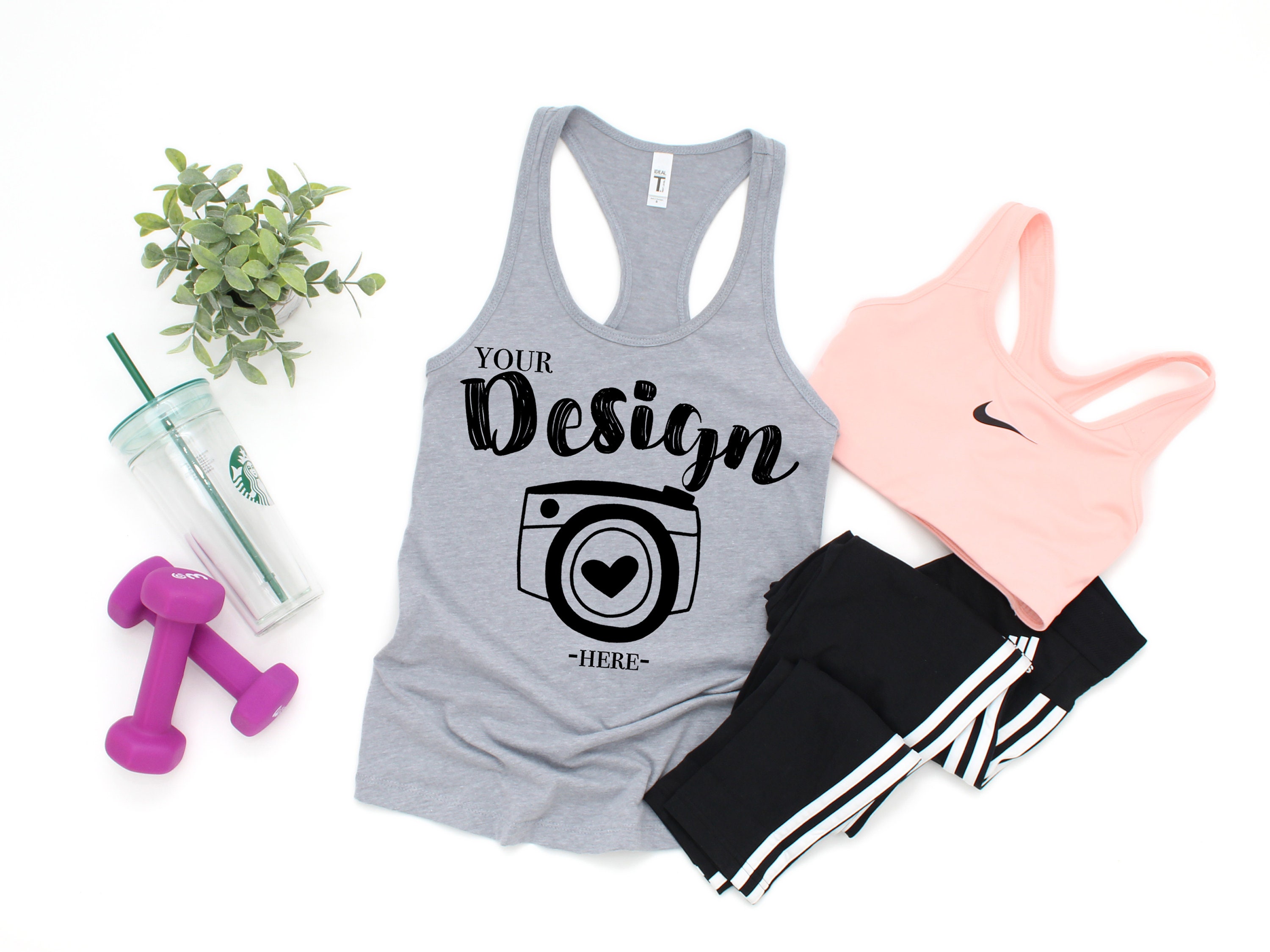 Download T shirt mock up next level 1533 Heather Grey Tank Flat Lay | Etsy