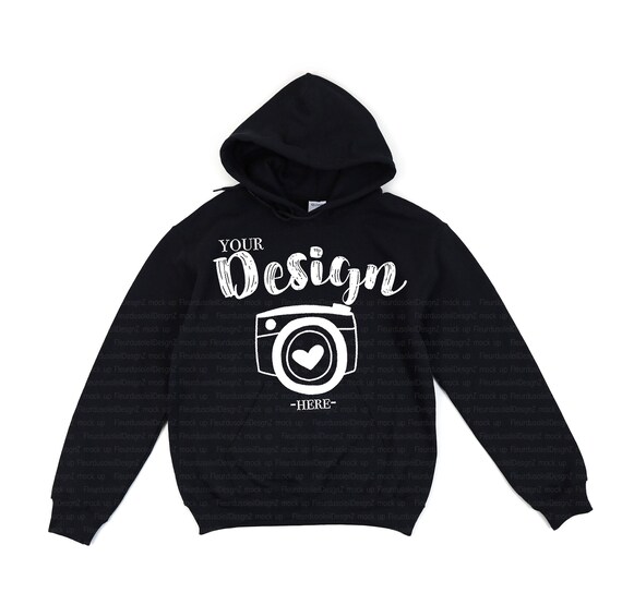 Gildan 18500 Black Hoodie Mockup | Hooded Sweatshirt Flat Lay | Gildan Heavy Blend Hoodie Mock Up