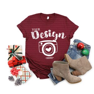 Bella Canvas 3001 Cardinal Flat Lay Mockup, Mock Up Weihnachten Mockup Tshirt Mockup Weihnachten T-Shirt Mockup Bella Canvas Mockup