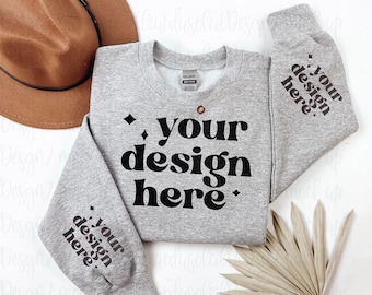 Sleeve Mockup Sport Grey Gildan 18000 Crewneck Mockup Sport Grey Sweatshirt Mockup POD Mockup Cuff Mockup Wrist Mockup Sleeve Mockup