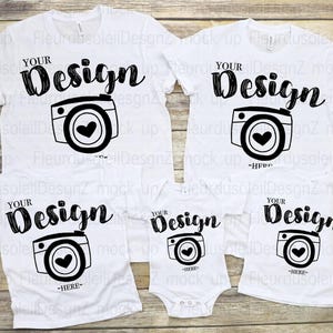 Family Blank White T-Shirt Bella Canvas 3001/3001t/100b White Mock Up Shirts Family Flat Lay bella canvas mockups toddler