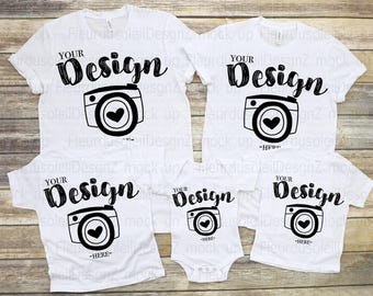Family Blank White T-Shirt Bella Canvas 3001/3001t/100b White Mock Up Shirts Family Flat Lay bella canvas mockups toddler