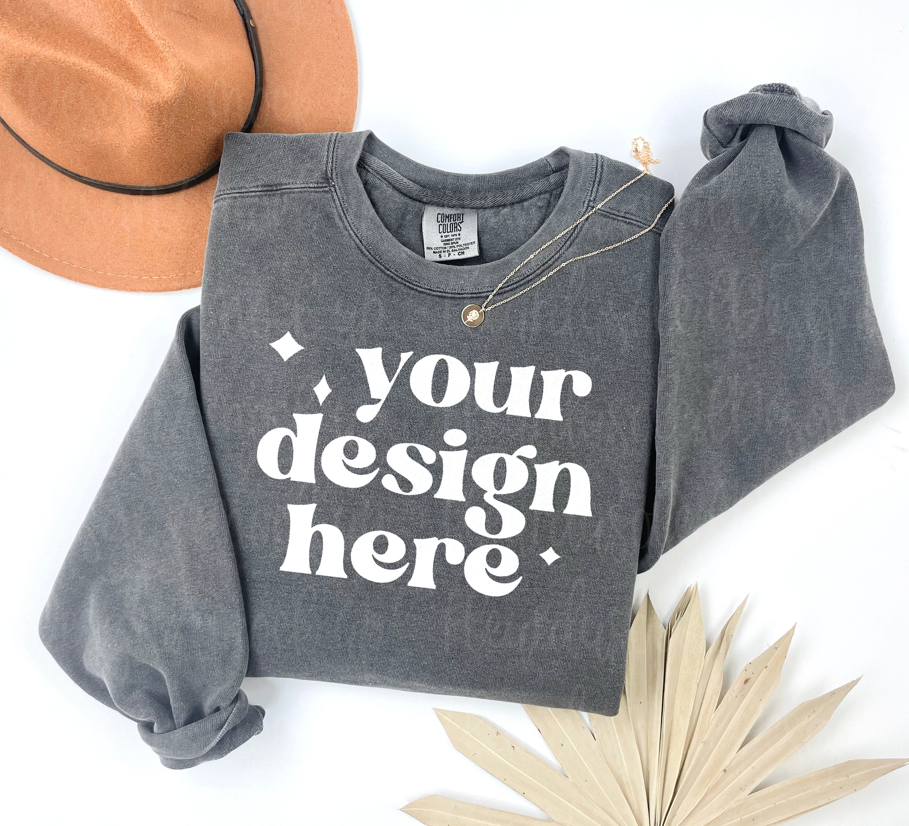 Comfort Colors 1566 Mockup Pepper Flat lay Sweatshirt Mockup Boho Crewneck Mockup Grey Mockup 1566 Comfort Colors 1566 Pepper Flatlay Mockup