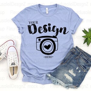 Bella Canvas Mockup | Bella Canvas 3001 Heather Blue Mock up | spring Mockup | Summer T-shirt Mockup |