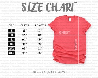 Gildan 64000 Size Chart  Gildan 64000 Mockup Gildan Sizes Flat Lay Mockup  T-Shirt Size Chart Gildan Softstyle Shirt Size Chart