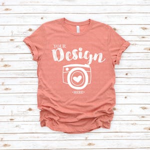 Spring T-shirt Mockup | Bella Canvas Mockup | Bella Canvas 3001 Heather Sunset Mockup | tshirt mockup 3001 | spring tee mockup