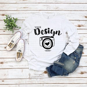 Bella Canvas 3501 White Unisex T-shirt Mock Up Long Sleeve T-Shirt Mock Up men white tee mockup bella canvas mockup fall MOCKUP