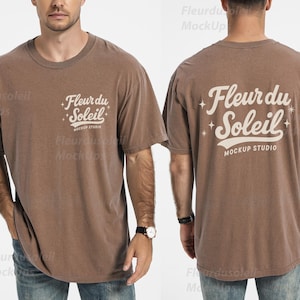 Comfort Colors 1717 Mockup-paket | Herr C1717 T-shirt-mockups fram och bak | Skjorta-mockup för riktig manlig modell | Enkelt och avslappnat estetiskt foto bild 8