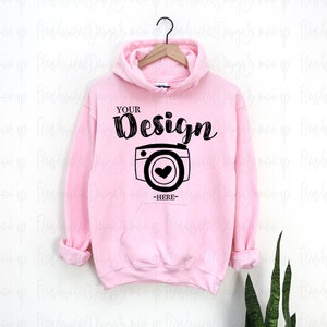 Gildan 18500 Light Pink hoodie Mockup sweatshirt mockup gildan Hanging hoodie Mock Up