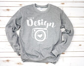 Gildan 18000 Heavy Blend Crewneck Sweatshirt Graphite Heather Sweatshirt Mockup 18000 Mock Up Flat Lay Gildan Mockups Sweatshirt Mockup