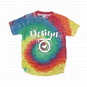 TIE DYE T-Shirt | Colortone Mock Up | Tie-Dye CD1090 Rainbow Burnout Festival Unisex T-shirt Mock Up | Tie Dye Mock Up