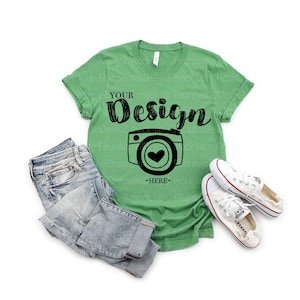 BC 3001 Leaf Mockup, Flatlay T Shirt Mock Up, Real Product Photo, Simple Neutral Basic