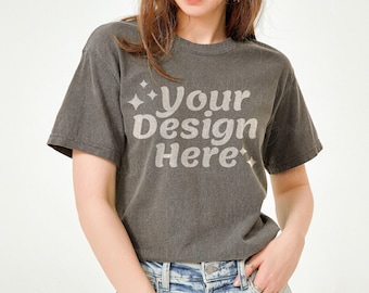 Pepper Comfort Colors 1717 tshirt Mockup | Model Mockup | 1717 T-Shirt Mockup | Spring Mockup | Cute Mockup | Short Sleeve | Western Mockup