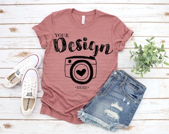 Bella Canvas 3001 mock up | Bella Canvas Mockup | Bella Canvas 3001 Shirt Mock Up | Flat Lay Mockup | 3001 Heather Mauve