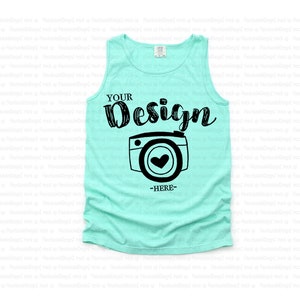 Comfort Colors 9360 Island Reef Adult Heavyweight RS Tank Flat Lay Tank Mock Up Mock Up T-Shirt Blank tank top mockup