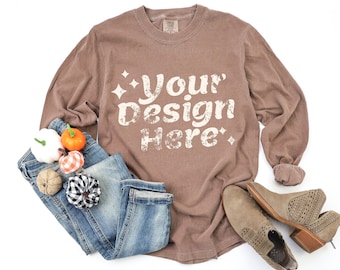 Comfort Colors 6014 Mockup 6014 Espresso Mockup Comfort Colors Long Sleeve Mock up
