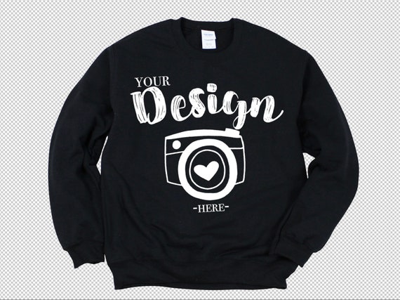 Png Gildan 18000 Heavy Blend Crewneck Sweatshirt Black Mock Up Etsy