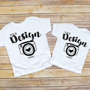 Sibling Mockup Bella Canvas White 3001t Shirt Kid Shirt Flat lay White toddler shirt  mockup brother sister White Sibling T-Shirt Mockup