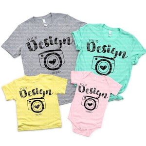 Easter mockup Bella Canvas 3001 Flat Lay Mock Up family Flat Lay Bella Canvas mock up Family Group Pink Tshirt Mock Up