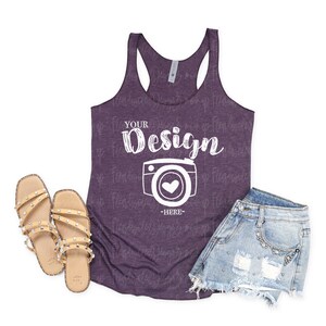 Next Level 6733 Vintage Purple Mockup Next Level 6733 Mockup Tank Flat Lay Racerback Tank Mock Up Next Level 6733 Racerback Mockup