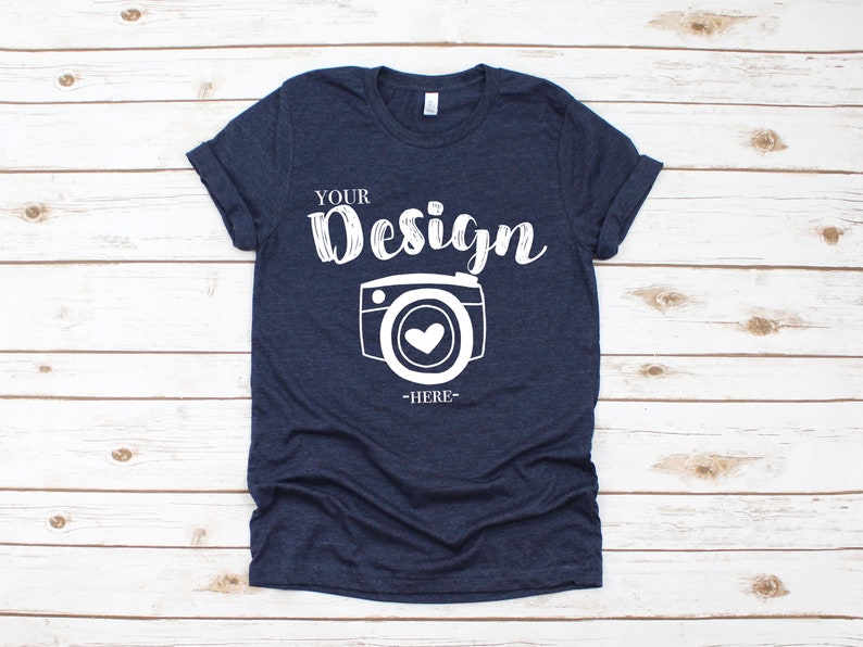 Download Bella Canvas 3001 Heather Navy Flat Lay Mockup Mock Up ...