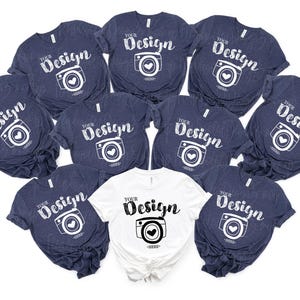 t-shirt mockup bella canvas group Family Blank White T-Shirt Bella Canvas 3001 Heather Midnight Navy Mock Up Family