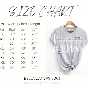 Bella Canvas 3001 Size Chart