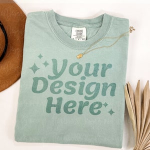 Comfort Colors 1717 BAY Adult Heavyweight RS T-Shirt mockup Comfort Colors mockup Short Sleeve Shirt flat lay mockup