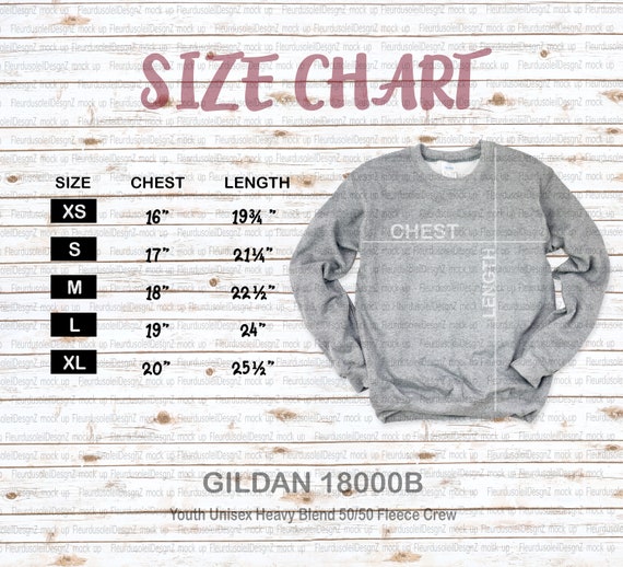 Gildan 18000B Size Chart Gildan Youth Sweatshirt Size Chart Gildan
