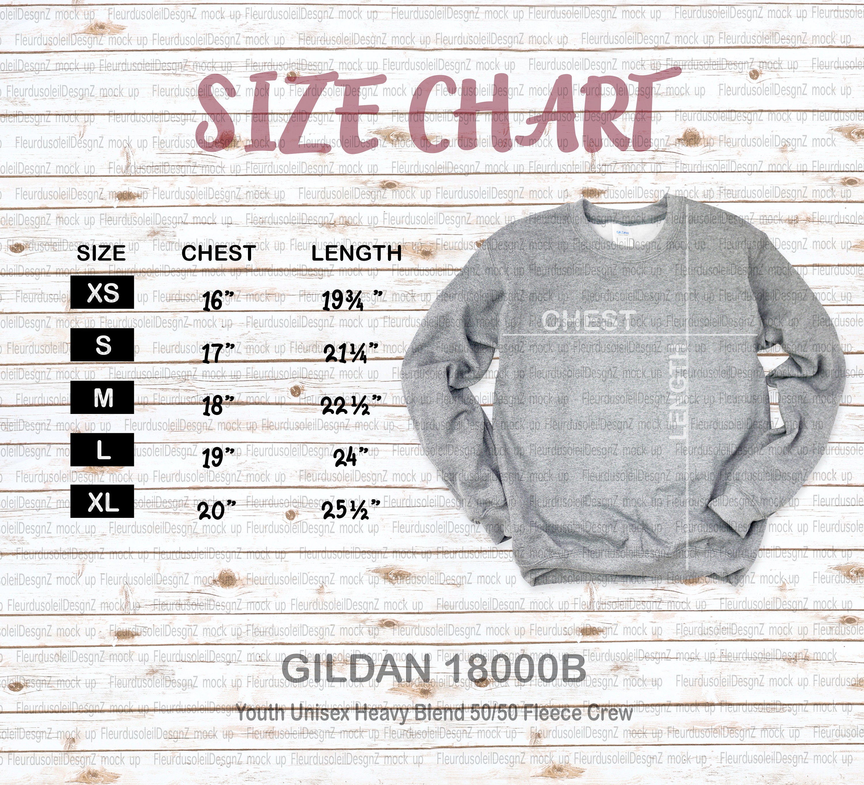Gildan Youth Size Chart