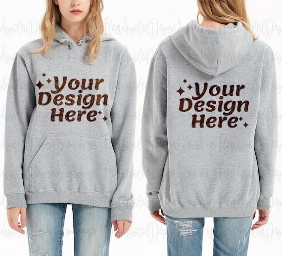 Gildan 18500 Hooded Sweatshirt Mockup Grey Sweatshirt Mock up Pullover Gildan Hoodie Mockup Long Sleeve Gildan Front and Back Etsy Canada