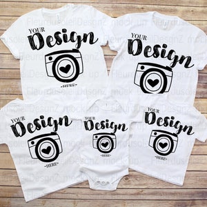T-shirt blanc vierge pour famille, toile Bella 3001/3001 t/100b, maquettes blanches pour la famille, maquettes en toile bella à plat pour tout-petit