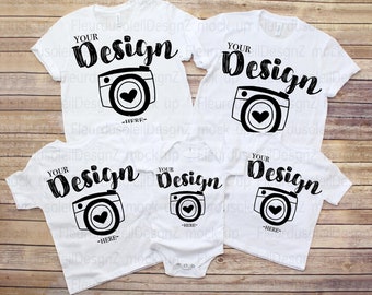 Family Blank White T-Shirt Bella Canvas 3001/3001t/100b White Mock Up Shirts Family Flat Lay bella canvas mockups toddler
