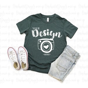 Bella and Canvas 3001Y tshirt Mockup | Youth Shirt Mockup | Blank Shirt Mockup | Summer Mockup | t shirt Mock up | 3001Y White Mockup image 8