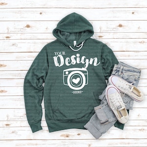 Bella and Canvas 3719 Hoodie Heather Forest Unisex Sponge Fleece Pullover Hoodie Mockup Hoodie Unisex Hoodie Mockup Hoodie Mockup