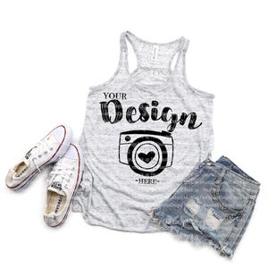 Bella Canvas 8800 Mockup, White Marble Racerback Tank Mockup, Bella Canvas Flowy Tank Top Mockup