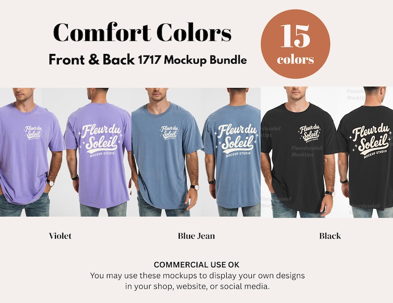 Comfort Colors 1717 Mockup-paket | Herr C1717 T-shirt-mockups fram och bak | Skjorta-mockup för riktig manlig modell | Enkelt och avslappnat estetiskt foto bild 6