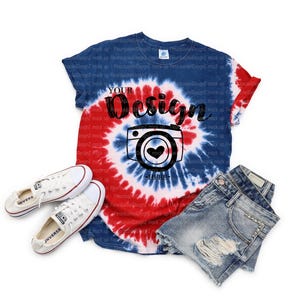 Tie-Dye CD100 Spiral Royal & Red- Unisex T-shirt Mock Up | adult TIE DYE T-Shirt | Colortone Mock Up | Tie Dye Mock Up