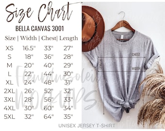 3001 SIZE CHART Bella Canvas 3001 Size Chart Size Chart Bella Canvas Size Chart 3001  Bella Canvas 3001 Size Chart for Shirts