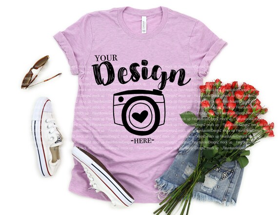Bella Canvas 3001 Heather Prism Lilac Bella Canvas Mockup Etsy