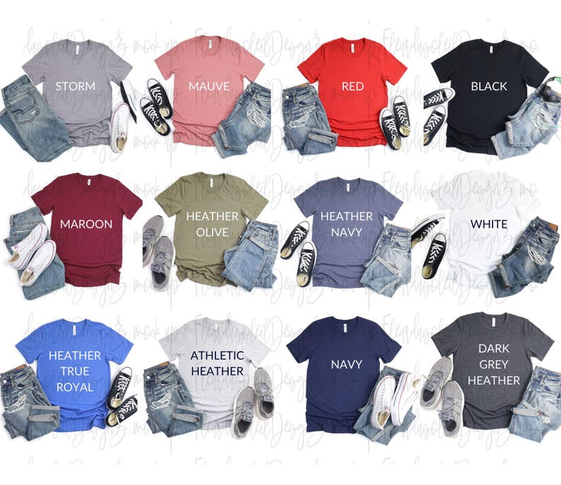 Mens Shirt Mockup | Flat Lay Bella Canvas 3001 Mockup | Bella and Canvas t-shirt Mockup | Fall Mockup | Male Styled Mockup | Man Shirts image 2