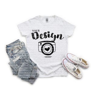 Gildan 5000L Ash Mockup grey Shirt Mockup Womens Shirt Mockup Gildan TShirt Mockup Heavy Cotton Mock Up
