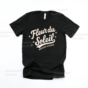 Maqueta de camiseta negra Bella Canvas 3001 / Foto de camiseta plana / Maqueta del producto real / Fondo liso minimalista