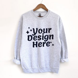 Gildan 18000 Ash Mockup light grey Sweatshirt Mockup Gildan 18000 Ash Mockup hanging Gildan mockup Sweatshirt Mockup 18000 Mock Up
