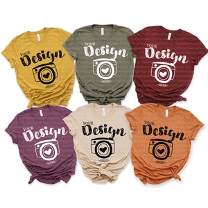 Autumn mock up photo Family Blank White T-Shirt Bella Canvas 3001 Mock Up Family t-shirt mockup bella canvas group