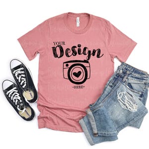 Mens Shirt Mockup | Flat Lay Bella Canvas 3001 Mockup | Bella and Canvas t-shirt Mockup | Fall Mockup | Male Styled Mockup | Man Shirts image 3